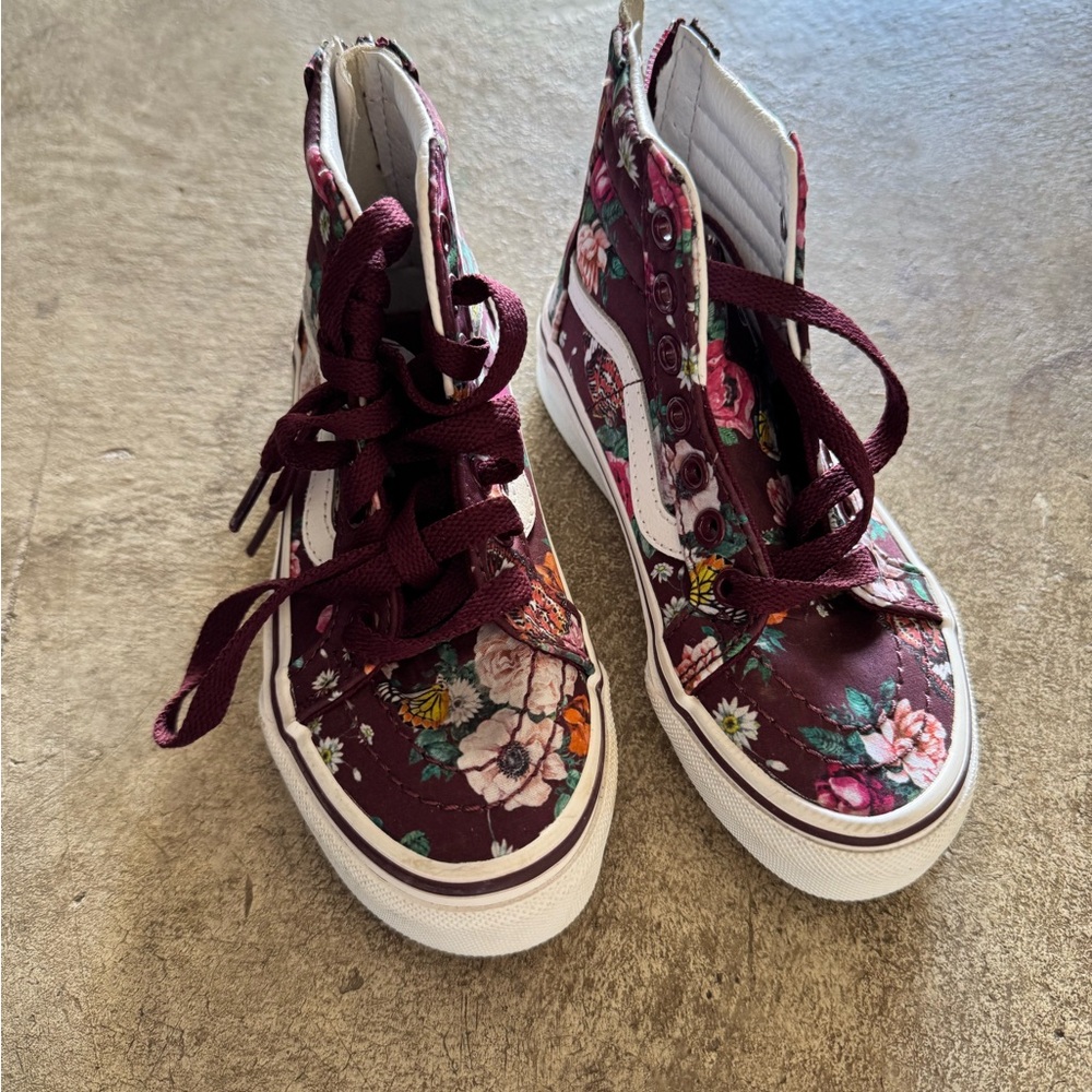 Vans Women's Burgundy Floral High-Top Sneakers
